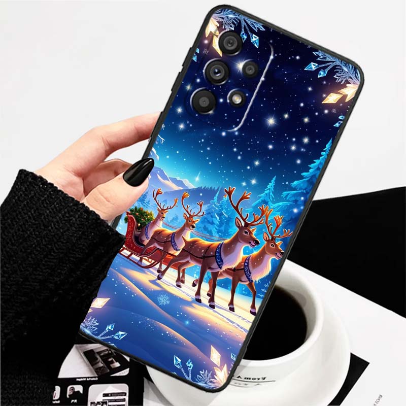 Świąteczne Pudełko Prezentowe Etui na Telefon Dla Samsung A73 A72 A71 A55 A54 A53 A52 A51 A13 A22 A16 A15 A12 A14 A26 A07 5G Czarne