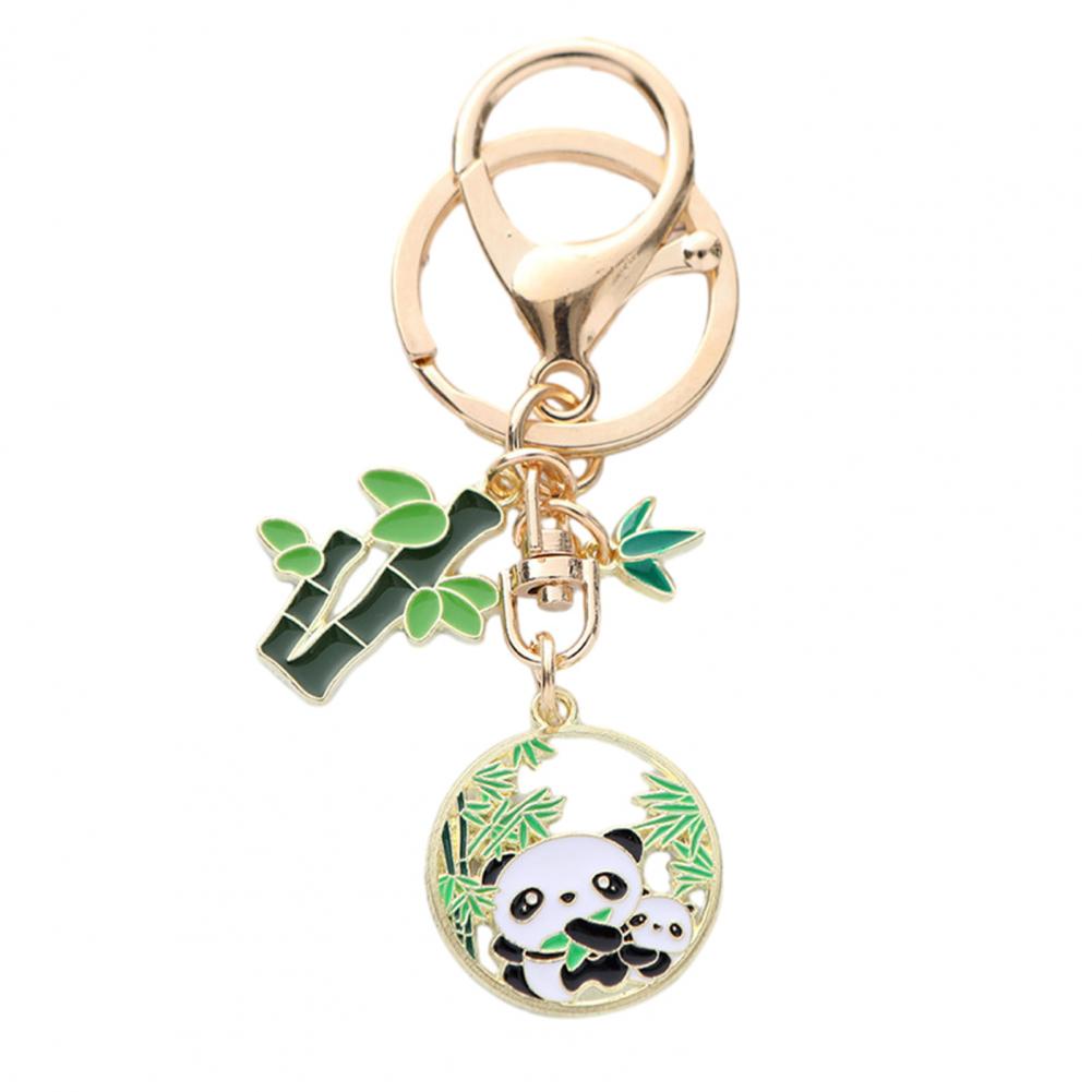 New Year Keychain Panda Bamboo Wreath Pendant Polished Lobster Clip Lightweight Shoulder Bag Schoolbag Decoration Pendant Keyrin