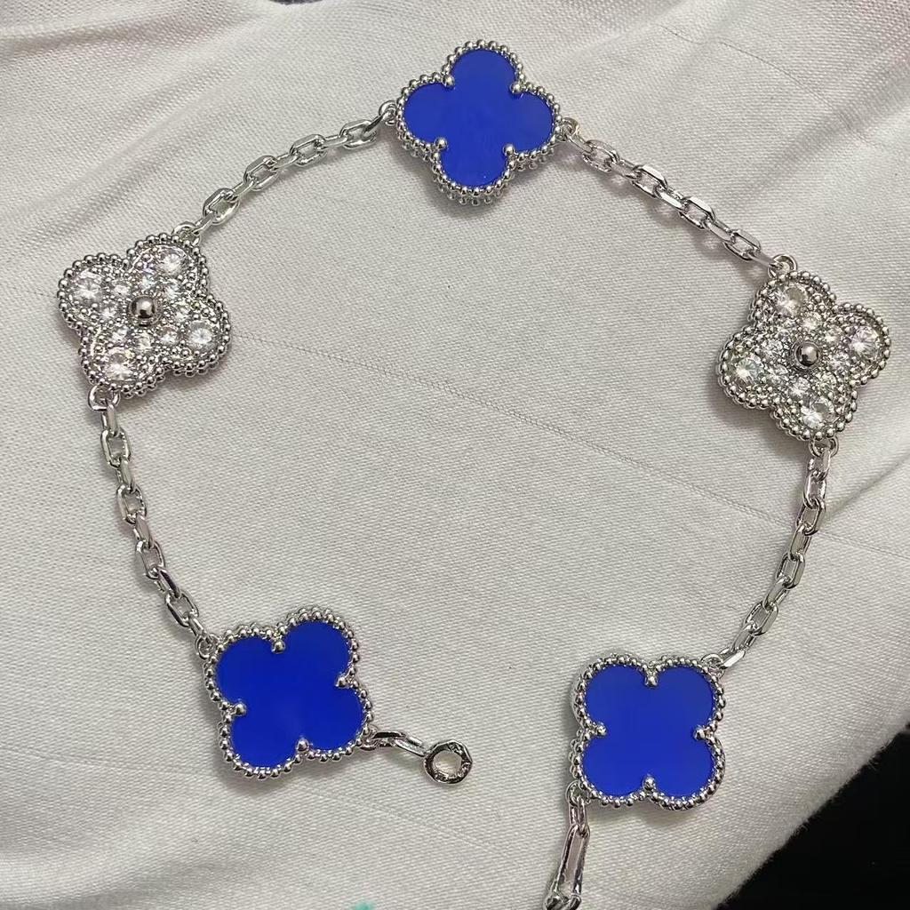 Nuova Versione Bracciale Quadrifoglio Cinque Fiori Agata Rossa Naturale Madreperla Bianca Bracciale da Donna Bracciale Laser