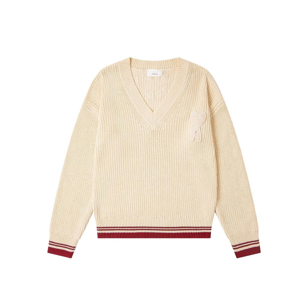 Neuer AMI CS Strickpullover Rundhals Trendmarke Damen Paar Kleines Herz Lockerer Pullover Langarm Grenzüberschreitender Strickpullover