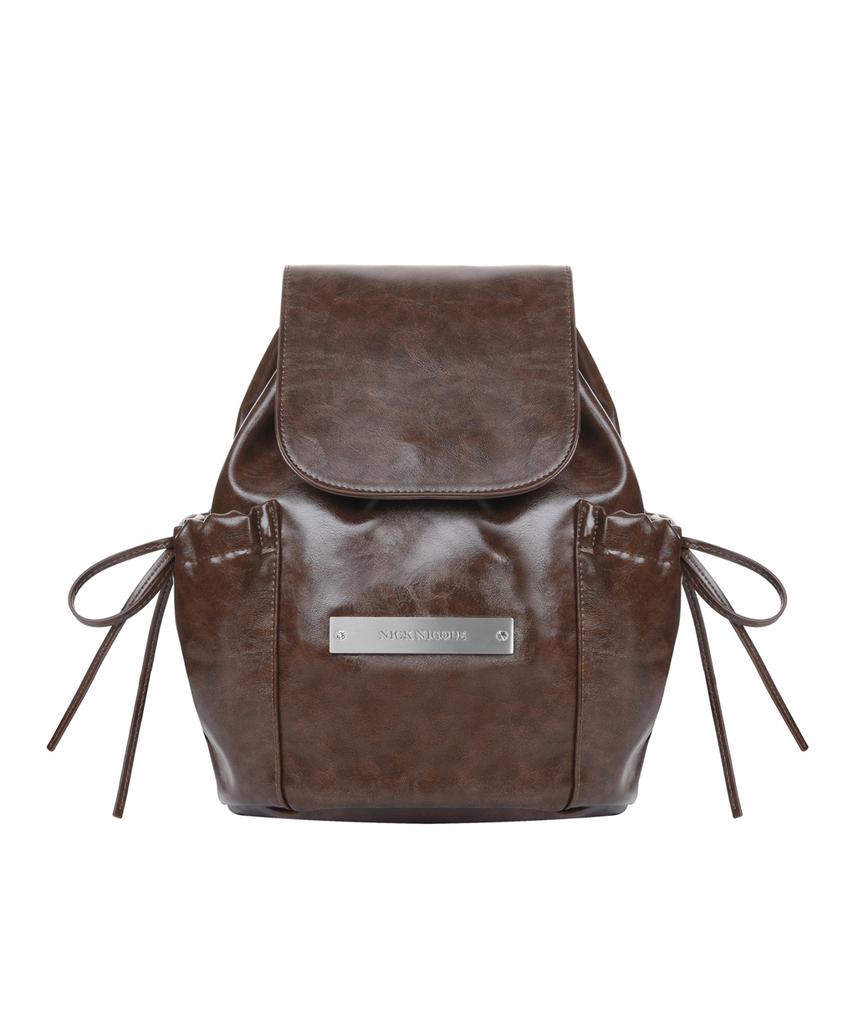 Nick&Nicole Crystal Leather Shirring Backpack_Brown