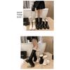 Thickened long tube boots for autumn and winter, new European and American style fashion, with velvet back zipper and frayed mouth, boots for women