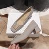 Women's Pumps Shoes2024 Spring and Autumn Season New Square Headed Middle Heel Casual Work Shoes Shallow Mouth Ladies High Heels
