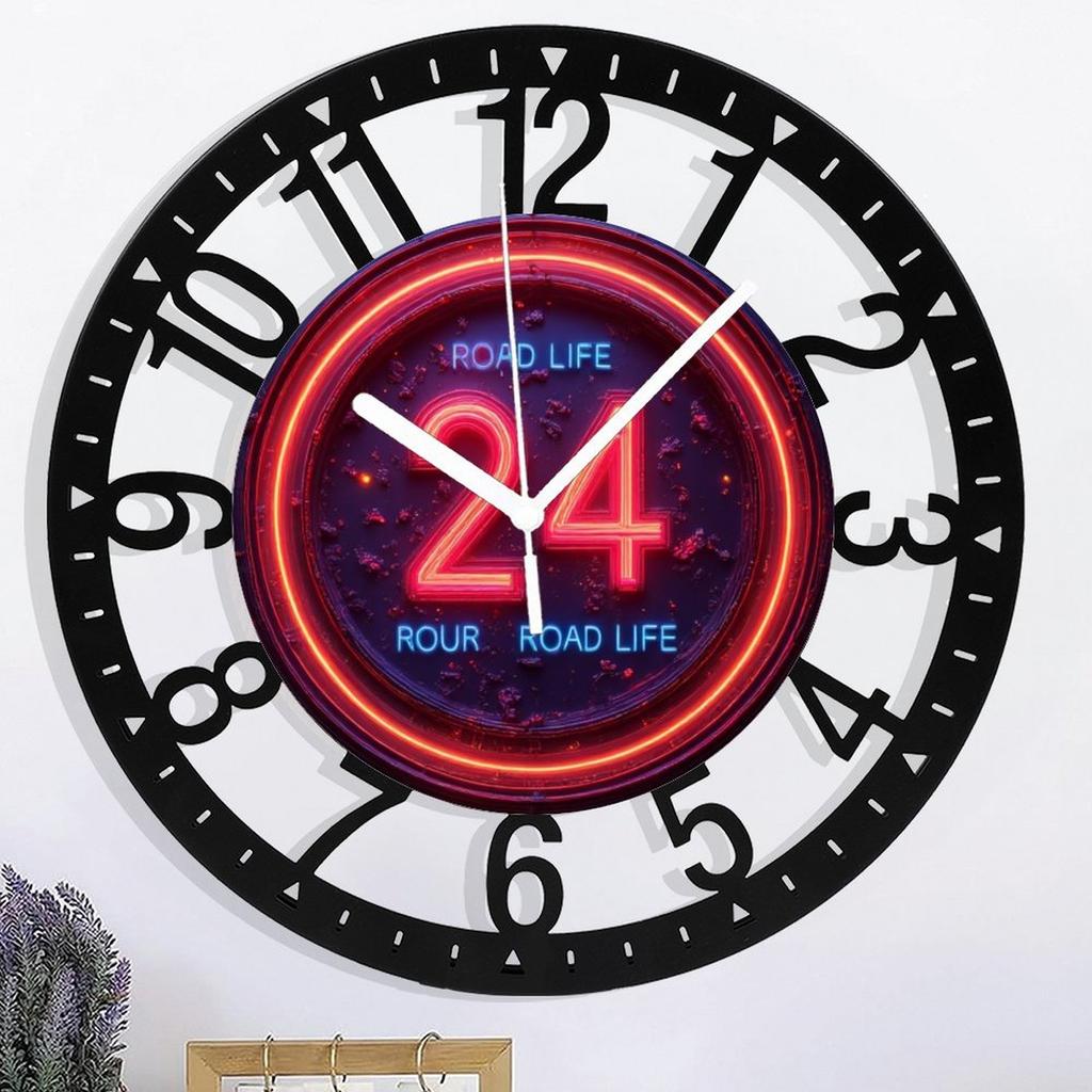 25cm Circular Iron Wall Clock with a Broadcast Tower