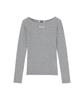 CRANK Striped Basic Boat Neck Top_Gray