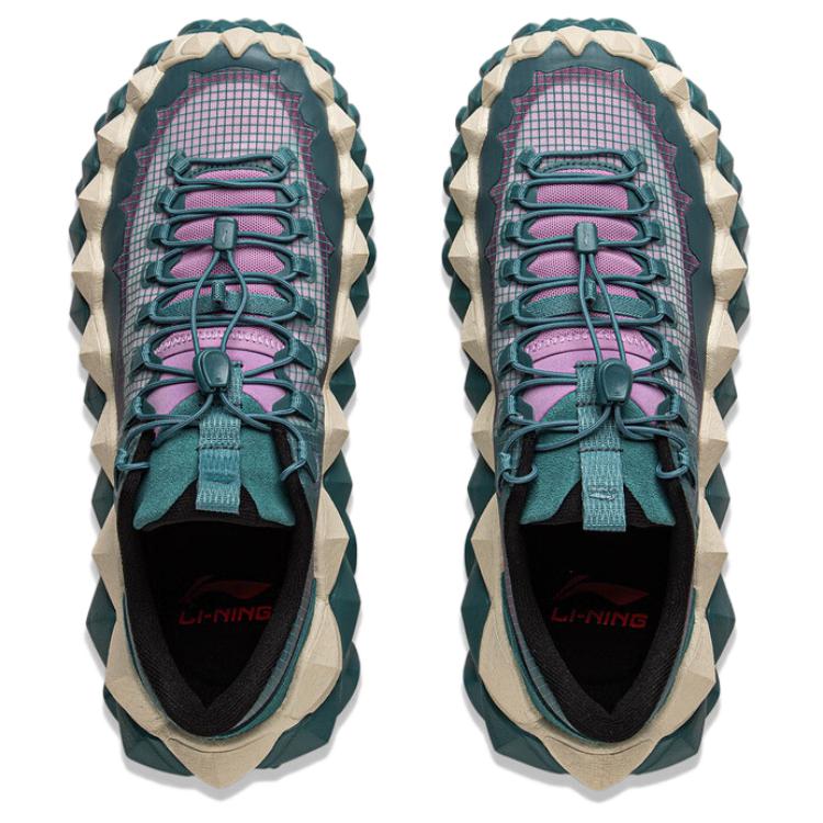 Li Ning Chuan Shan Pantofi Casual Confortabili Versatili cu Absorbție a Șocurilor Ușori cu Top Scund Unisex Pantofi Casual Verde Violet AZGV113-3