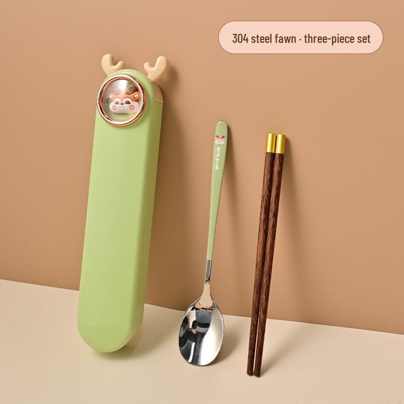 Kids Portable Deer Tableware Set with Storage Box