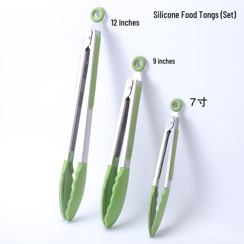 Cross-Border Stainless Steel & Silicone BBQ Grilling Tongs Set – 7", 9", 12"