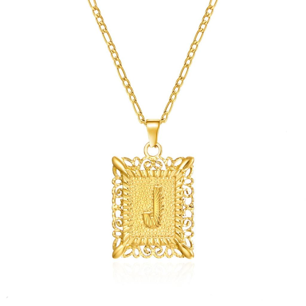 European and American style simple square 26 letter pendant necklace women's personality high-end design jewelry