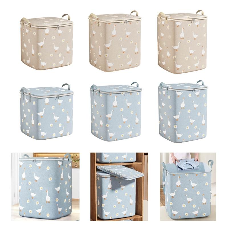 Oversized Clothes Organiser with Handle Reusable Nonwoven Fabric Seasonal Clothing Storage Container For Home Use
