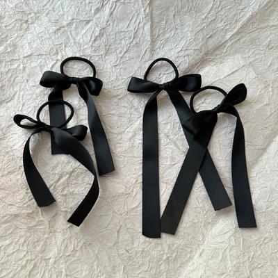 1pc-2pcs Set Ballet Ribbon Rubber Band Black and White Retro Ribbon Bow Hair Band Streamer Braided Hair Double Ponytail Hair