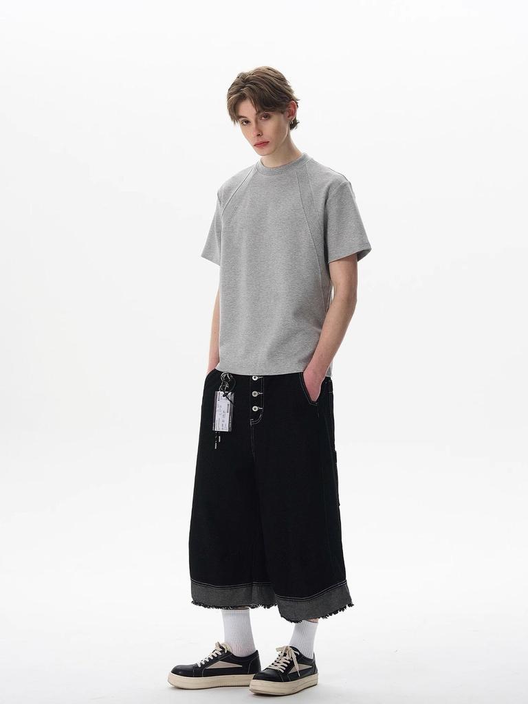 Men's 2026 Summer Patchwork Short-Sleeve T-Shirt - Loose, Trendy, American Cleanfit Design