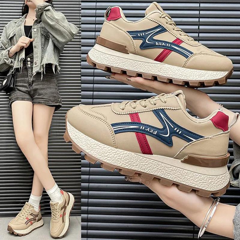 Women's Thick-soled Sneakers Fashion Winter SyfIyno New Thick-soled Women's Casual Walking Non-slip Low-top Sports Shoes