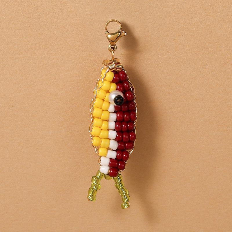 Colorful Beaded Fish Pendant Keychain - DIY Dopamine Series