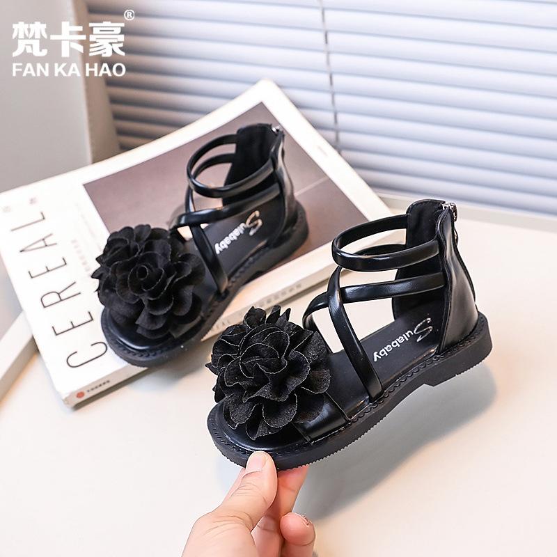 Girls' Sandals Summer New Children Sandals Soft Bottom Girl Princess Shoes Flower Girls Roman Shoe Fashion Girls Shoe skids shoe