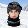 2pcs Winter Thick Ear Muffs, Two-Color Hat And Scarf Set - Suitable for Women'S Outdoor Leisure, Fashionable And Versatile for Cold Protection