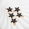 Pink Zirconia Flower Copper Charms, Golden Plated DIY Jewelry Pendants for Earring Necklace Craft