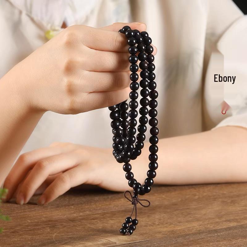 108-Bead Ebony Buddha Bracelet: Purple Light for Men & Women