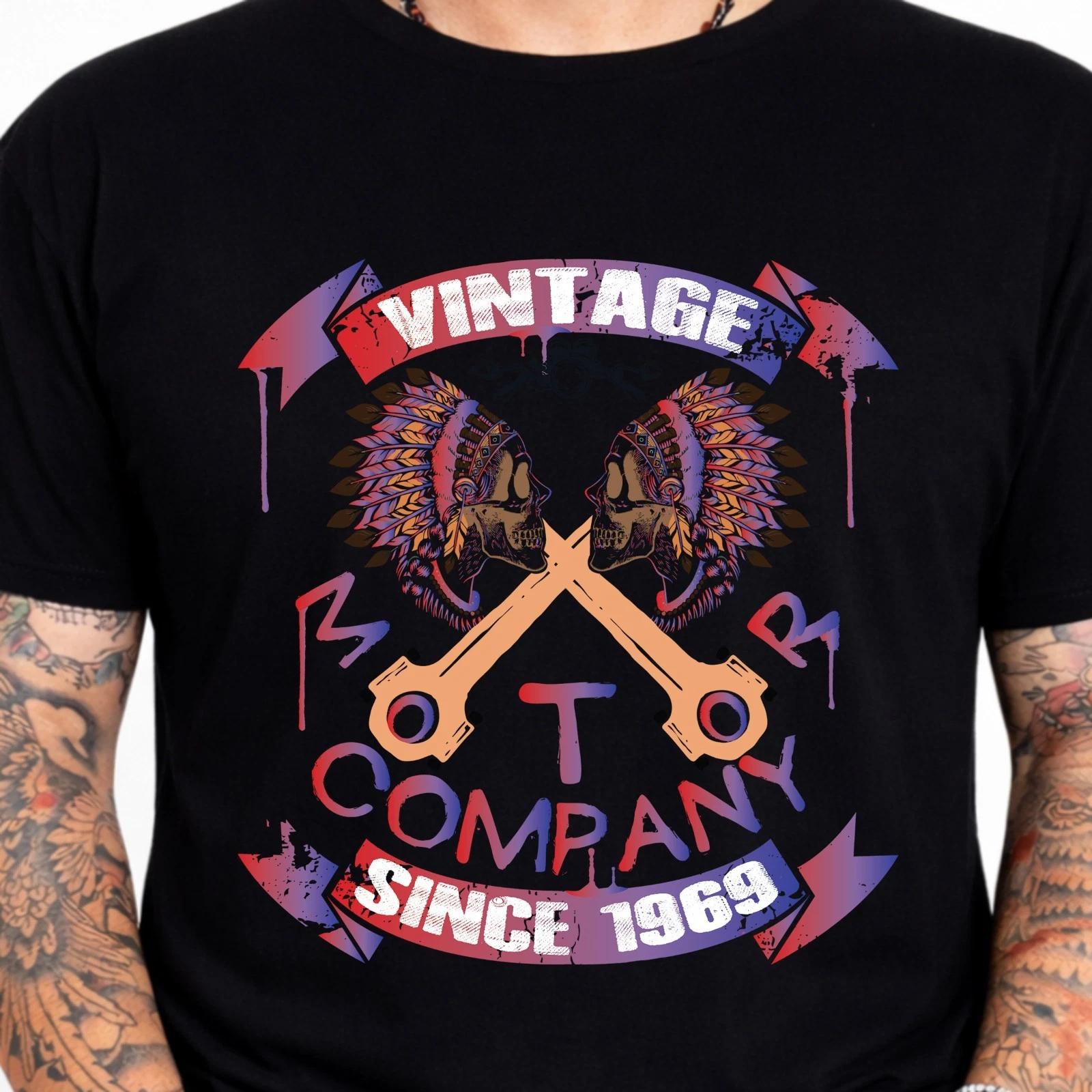 Vintage Motor T-Shirt Skull Native Headdress Biker Pistons Motorcycle Tee. S