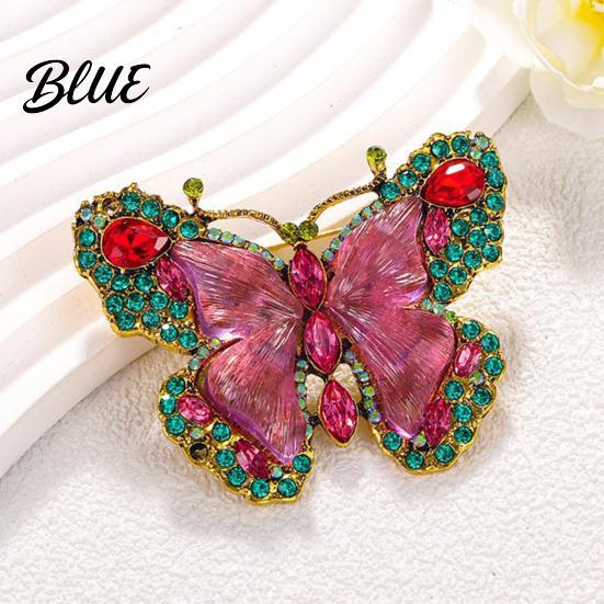 Enamel Butterfly Pin Women Brooch Sparkling Rhinestones Faux Pearl Butterflies