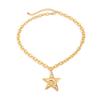 OT Buckle Pentagram Pendant Necklace Five-pointed Star Clavicle Chain Chunky Chain Necklace  Women