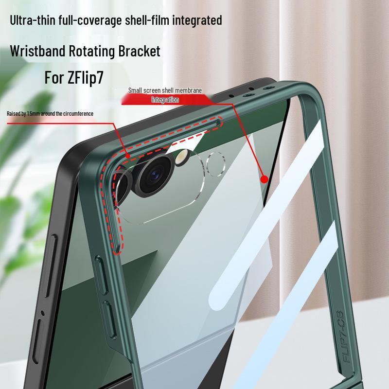 Samsung Z Flip7 Phone Case with Wrist Strap & Rotating Stand - Premium Protection for Folding Screen