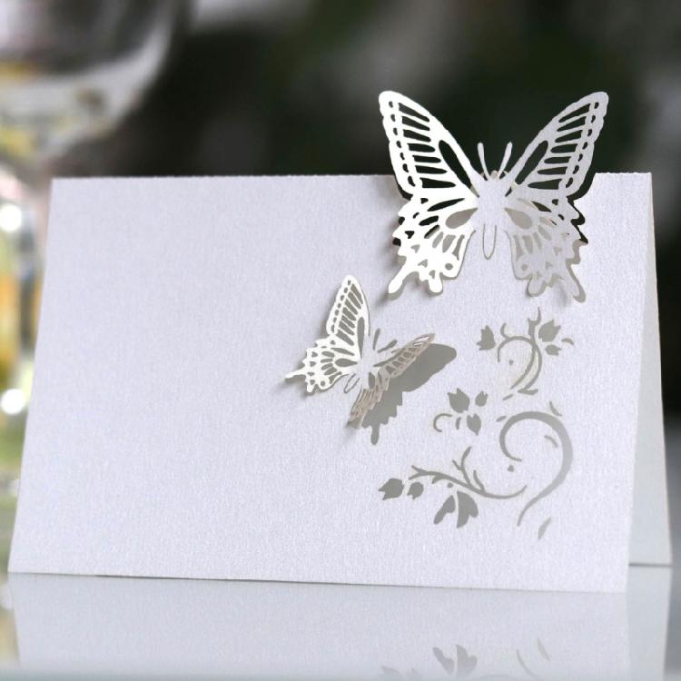 Wedding Name Cards 100PCs Hollow Butterfly Cut Design Card for Weddings Banquets