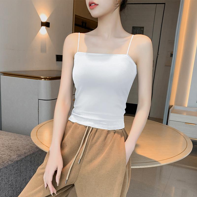 

Маленький жилет на подтяжках для женщин с красивой спиной, летний бюстгальтер с нагрудными подушечками, полный бюстгальтер, короткий базовый топ черного цвета для ношения с нижним бельем снаружи XL белый