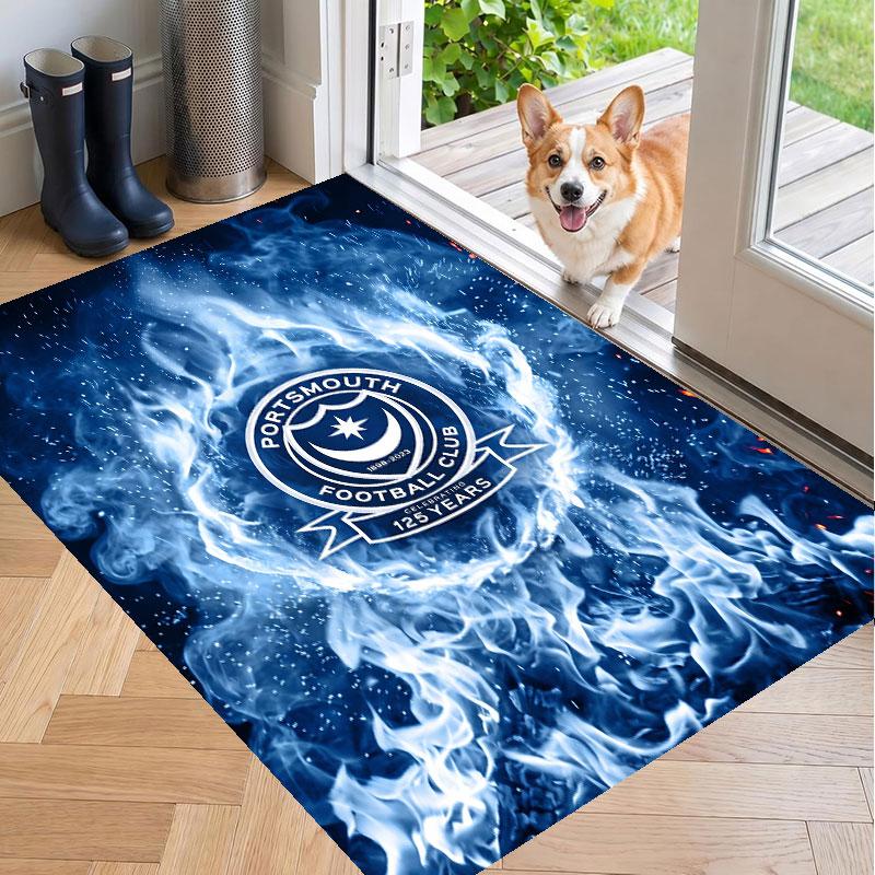 Soft Floor Carpet Portsmouth FC Pattern Area Rug Decorative Mat For Home Room Decoration