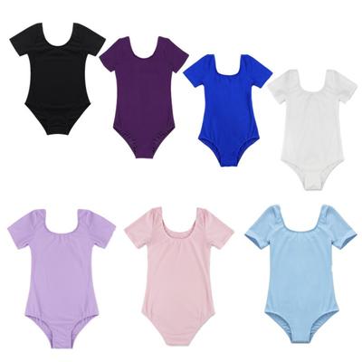 Girls Short Sleeve Ballet Leotard Gymnastics Leotards Kids Bodysuit Jumpsuit Ballerina Dance Leotards