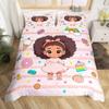 Cartoon Girl Pink Princess Duvet Cover Kawaii Castle Carriage Bedding Set,Ballet Dancer Comforter Cover Star Flower Quilt Cover
