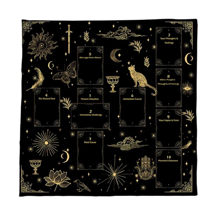 

Portable Meditations Tablecloth Night Theme Velvets Tarots Tablecloth Game Accessories for Gatherings Easy to Carry Design 50x50cm