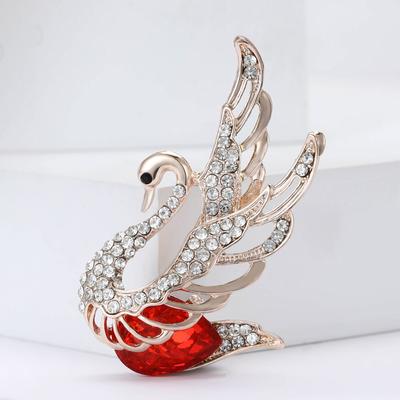 Moda Spilla Cigno di Alta Gamma in Lega e Strass Temperamento Elegante da Donna per Giacca da Abito Corsage Spilla Gioiello