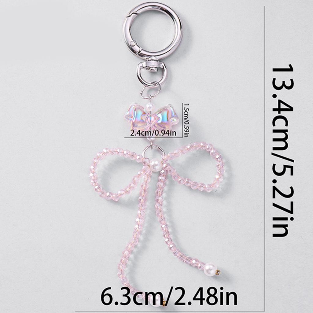 Stylish Bowknot Keychain Beaded Butterfly Knot Pendant for Women Handbags and Backpacks Colorful Key Chain Ornament