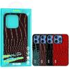 ABEEL For iPhone 16 Pro Max Case Genuine Cow Leather Back Phone Cover Crocodile Texture