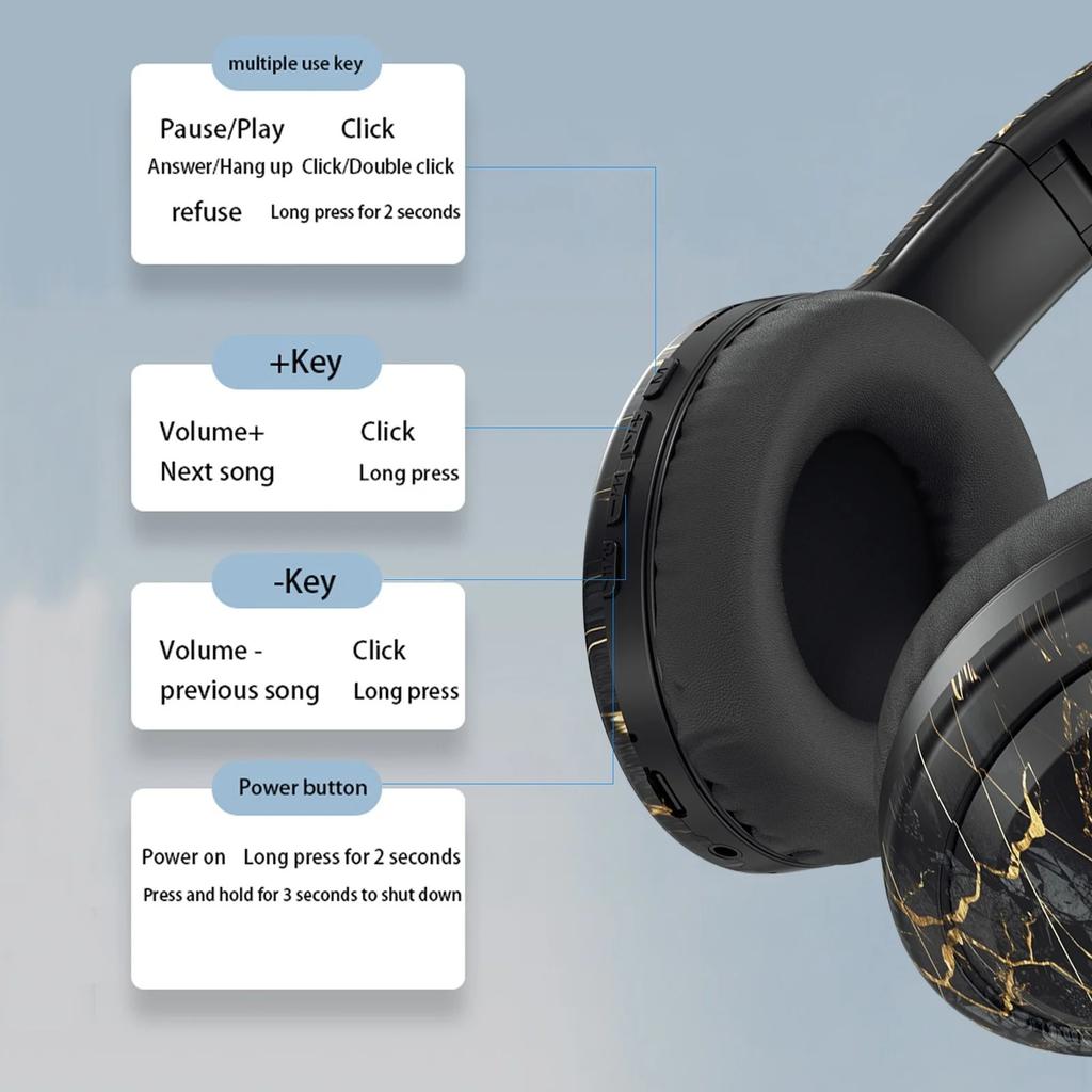 Wireless Bluetooth Headphones with Subwoofer, Bluetooth 5.3, Suitable for Mobile, Computer, Gaming, Music, and Sports