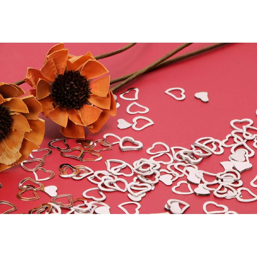 ONLYKXY 1200Pcs Love Heart Shaped Confetti, Table Wedding Decoration, Glitter Confetti for Wedding Party (Silver)
