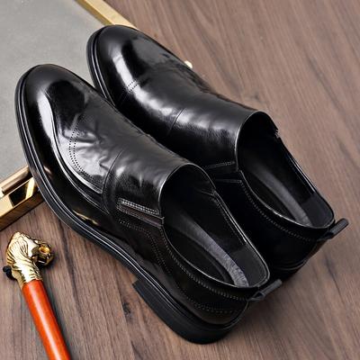 Casual Pointed Leather Shoes Men's Business Dress One Pedal Spring and Summer British Wedding Groom Derby Shoes