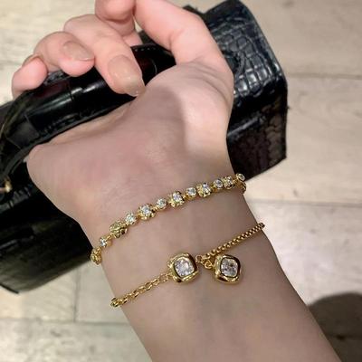 New In Glossy Light Luxury Shiny Small Square Bracelet for Women Fashion Trend Exquisite Bangles Banquet  Gift