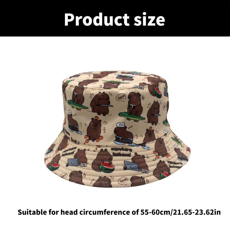 Capybara Print Bucket Hat Trendy Animal Lover Hat Outdoor Fisherman Hat for Outdoor Activity
