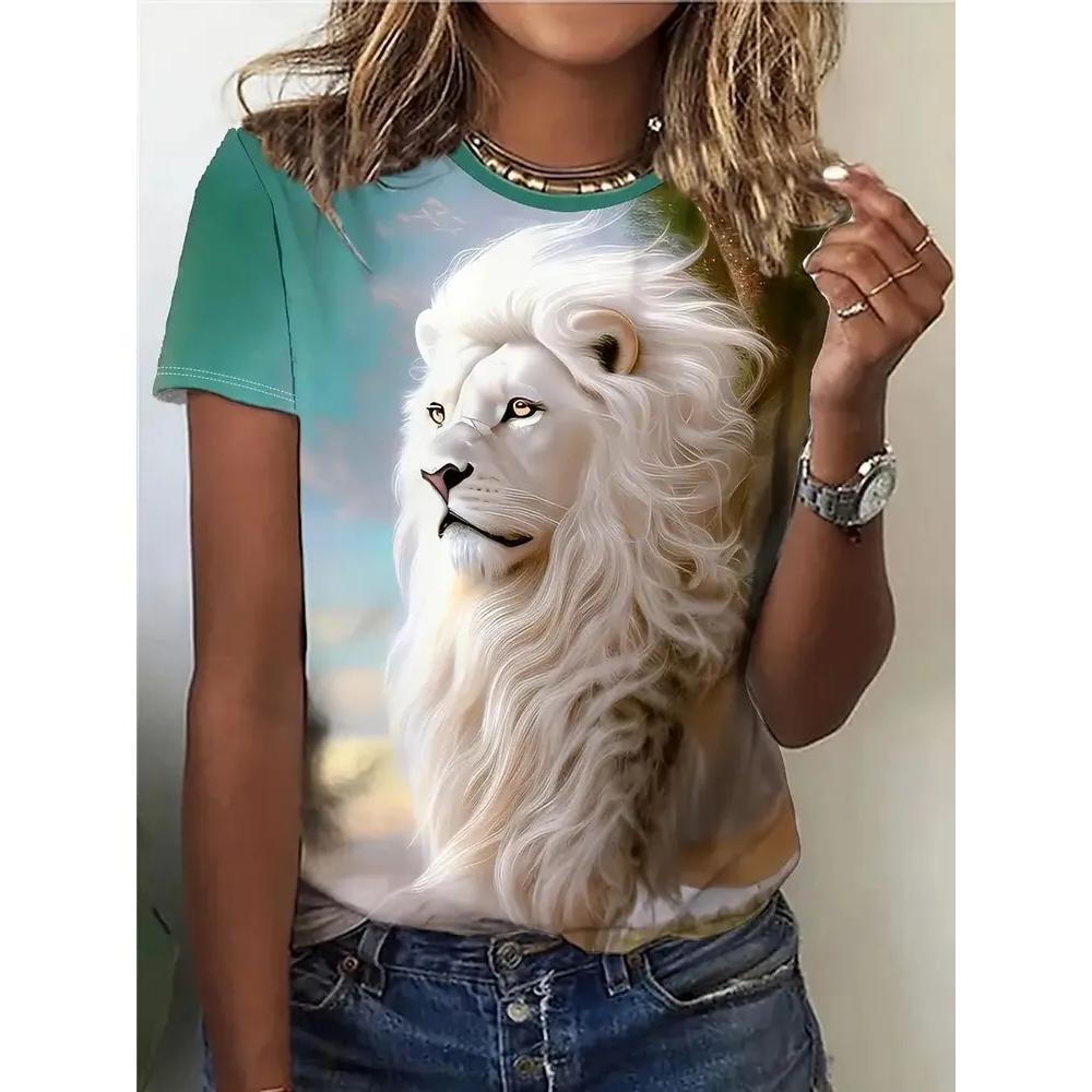 Daily Breathable Animal Print Top Women's Versatile Short-sleeved Fashion Loose T-shirt Comfortable T-Shirts Women’s