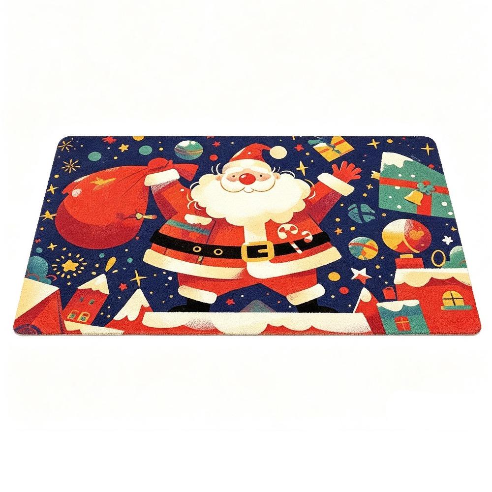 Flannel Anti-Slip Floor Mat Non-Slip Backing Festive Entrance Rug  For Corridors