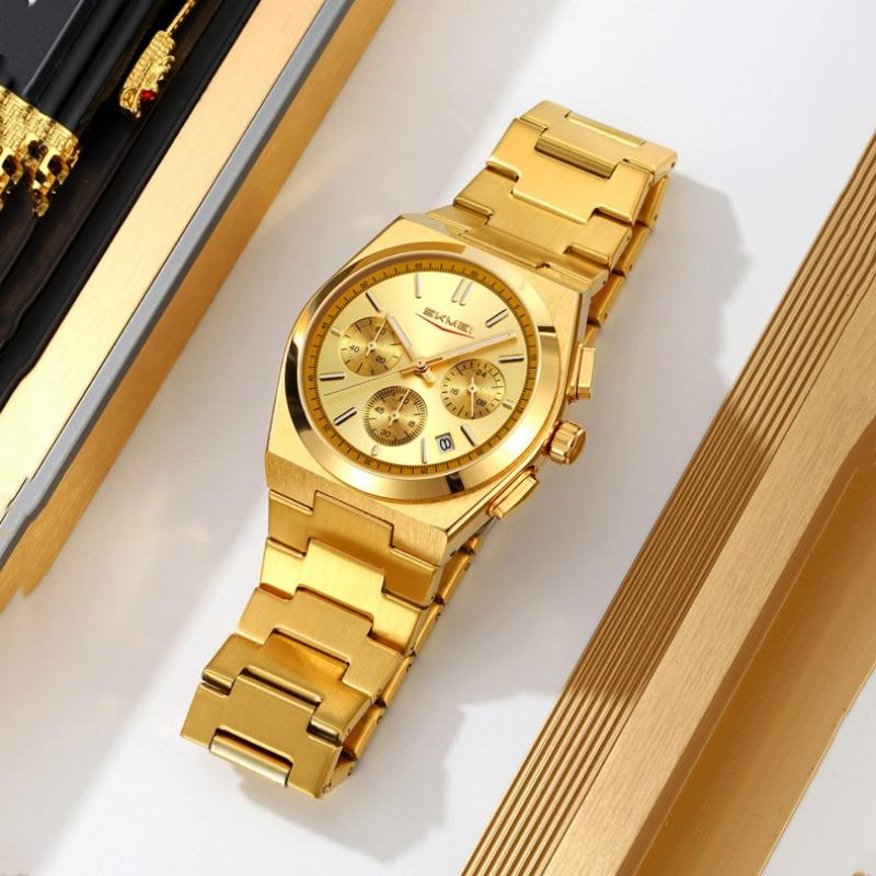 SKMEI Luxury Men Watch Waterproof Luminous Chronograph Date Stainless Steel Watch for Men Quartz Military Men's Watches