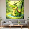 Cute Cartoon Crocodile In Forest Scene Patterned Tapestry Decorative Wall Hanging, Home Bedroom Living Room Decor