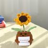 Sunflower Crochet Doll Handmade Emotional Support Toy with Encouraging Card Knitted Sunflower Plant Pot Decoration Funny Positive Life Doll