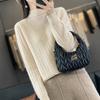 Women's Autumn/Winter Lightweight Wool Basketweave Long Sleeve Top
