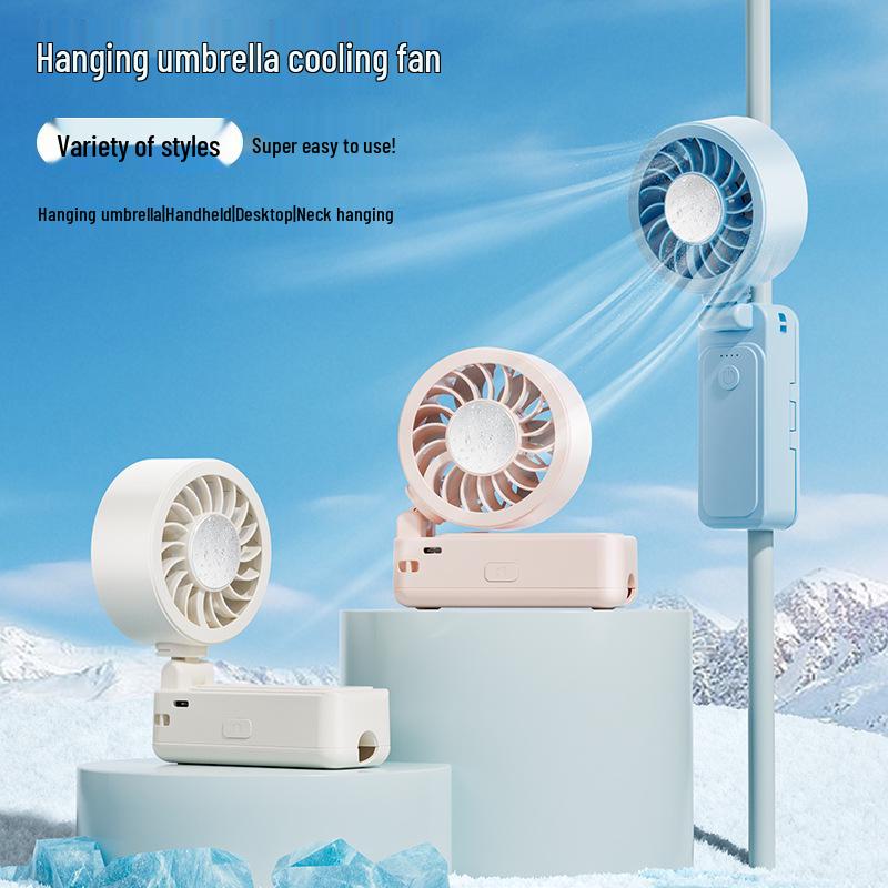 Versatile 26-Year Cooling Umbrella Fan: USB-Powered, Strong Wind, Foldable with Ice Pack Clip, Ideal for Outdoor Use