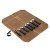 Thujopsis Knife Case, Fabric-Wrapped, Knife Storage, Outdoor Camping, 7 Pockets, Portable, Canvas Fabric, Waterproof (Khaki/Brown)