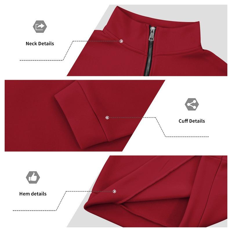 Men's Half-Zip Stand Collar Fleece Lined Sweatshirt.