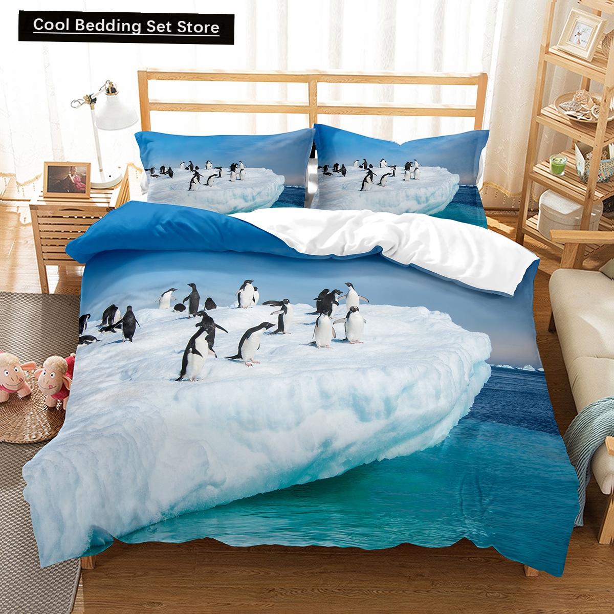 

Пододеяльник с изображением Антарктиды, King Queen, комплект постельного белья с изображением пингвина, пододеяльник с изображением ледника, полиэстеровый чехол AU Double(180x210cm)